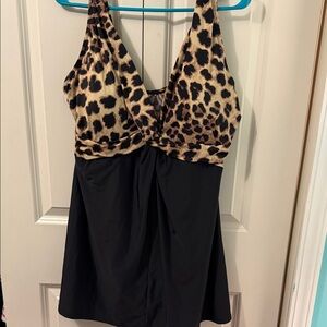 Leopard Print and Black Women's Swimsuit